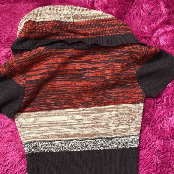 Burnt caramel and cream cowl neck sweater dress / tunic - Picture 12 of 16